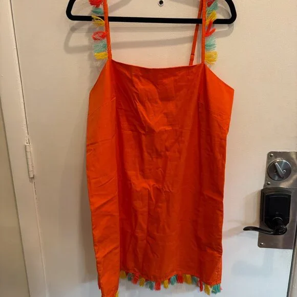 Like New, Anthropologie Orange Tassel Fringe Strap Shift Mini Dress - Picture 4 of 5